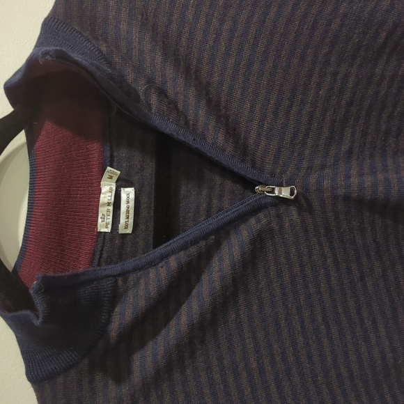 Peter Millar 100% Merino wool striped 1/4zip - Picture 2 of 7